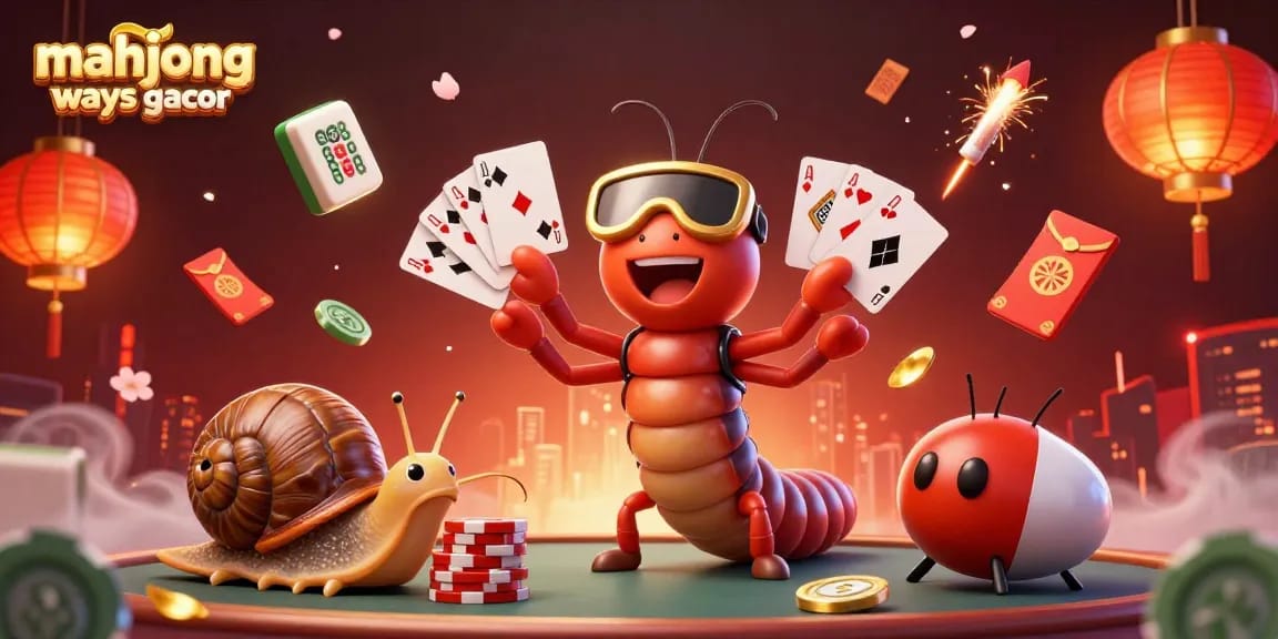 Play mahjong ways gacor with an exciting dealer and high-roller in a vibrant casino scene.