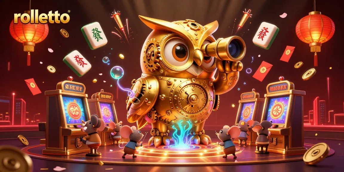 Rolletto showcases a colorful casino scene with animated characters amidst vibrant gaming elements.