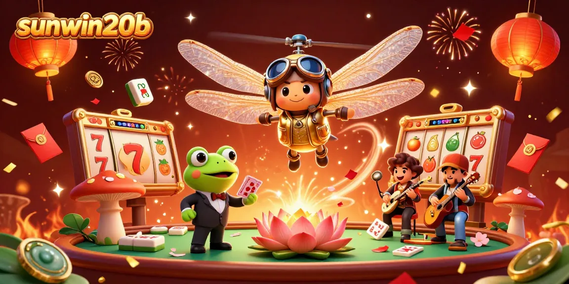 Engage with the vibrant world of sunwin20b as a dragonfly pilot and frog dealer create magic at a lively lily pad casino.