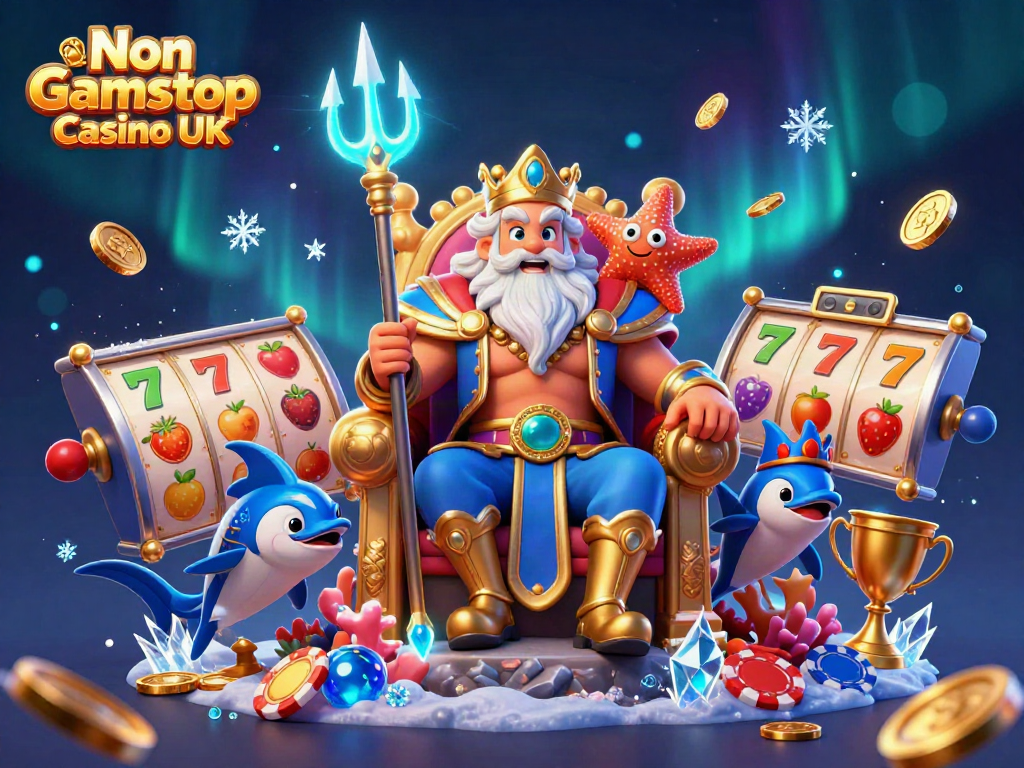 Experience the thrill of Non Gamstop Casino UK with Neptune, samurai, and vibrant gaming elements.