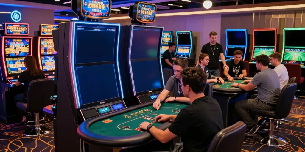Engaged players enjoying their experience at TX88 online casino with vibrant gaming ambiance.