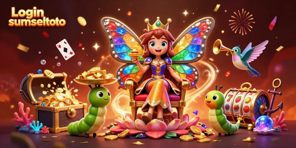 Experience the charm of a vibrant gaming scene with the Login sumseltoto butterfly queen amidst dazzling gems and playful elements.