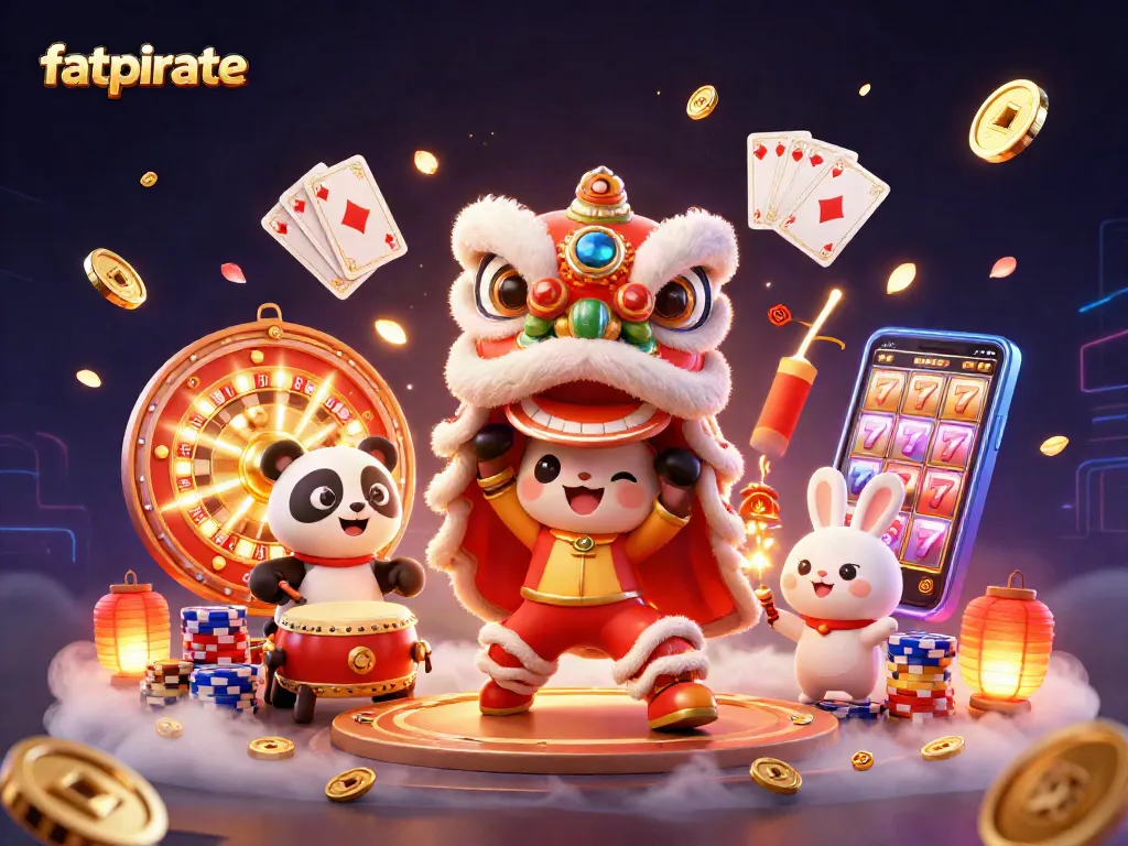 Experience fatpirate's exciting casino scene filled with vibrant characters, treasure, and gaming elements.