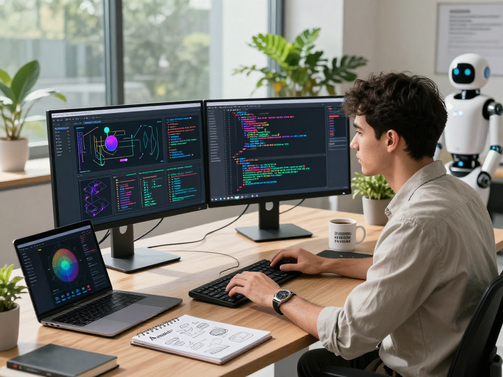 Data scientist analyzing complex datasets using spicy ai tools in a modern office.