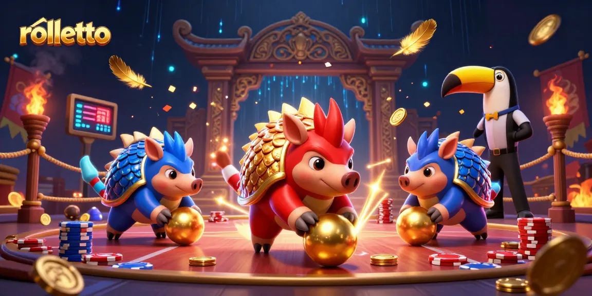 Experience excitement at Rolletto Casino as pangolins roll and bowl through poker chips!